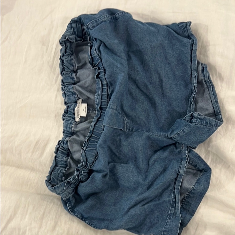 Blue Denim Ruffle Shorts